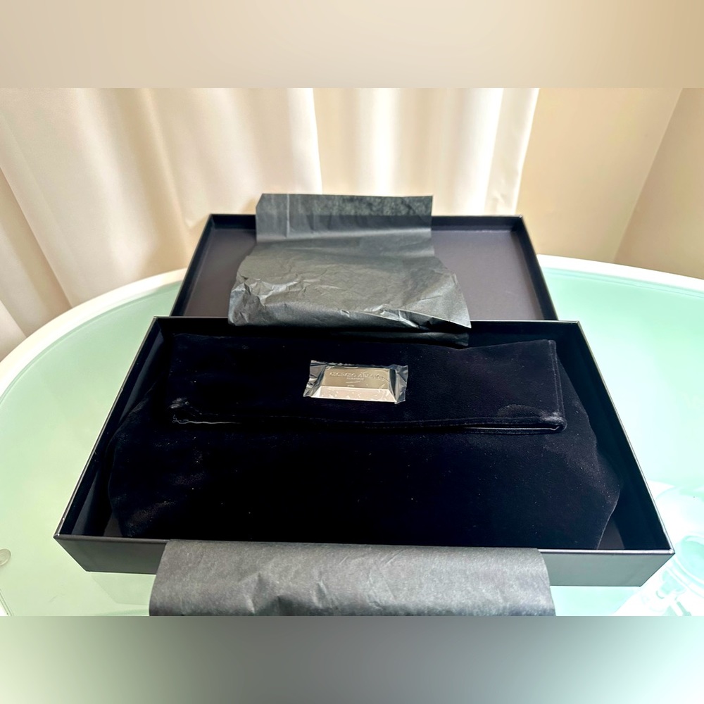 GIORGIO ARMANI black velvet perfume clutch bag